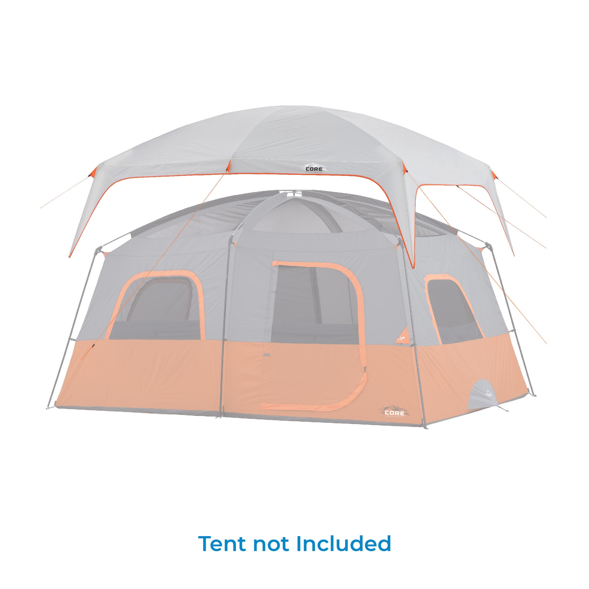 CORE Straight Wall 14 x 10 Foot 10 Person Cabin Tent with 2 Rooms &  Rainfly, Red, 1 Piece - Baker's