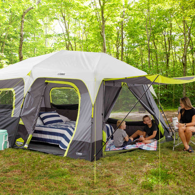 10 Person Lighted Instant Cabin Tent with Awning