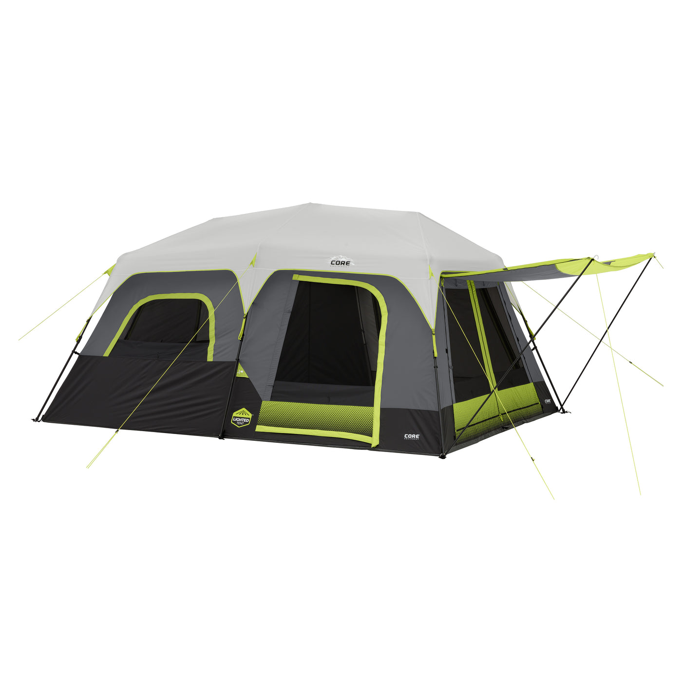 10 Person Lighted Instant Cabin Tent with Awning