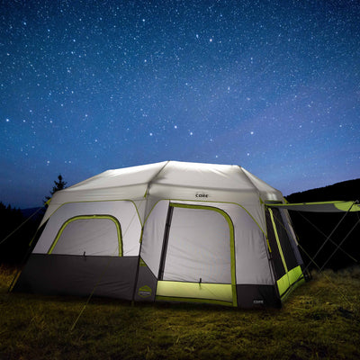 10 Person Lighted Instant Cabin Tent with Awning