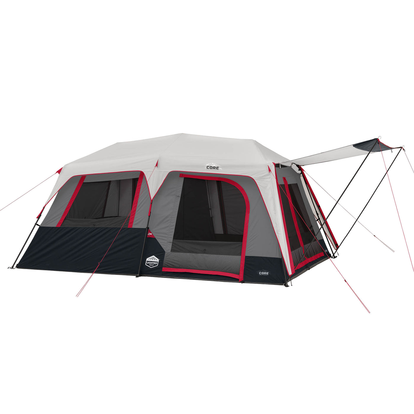 10 Person Lighted Instant Cabin Tent with Awning