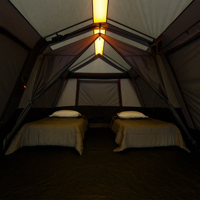 10 Person Lighted Instant Cabin Tent with Awning