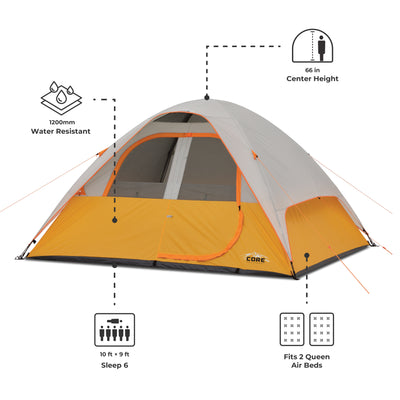 6 Person Dome Tent 10' x 9'