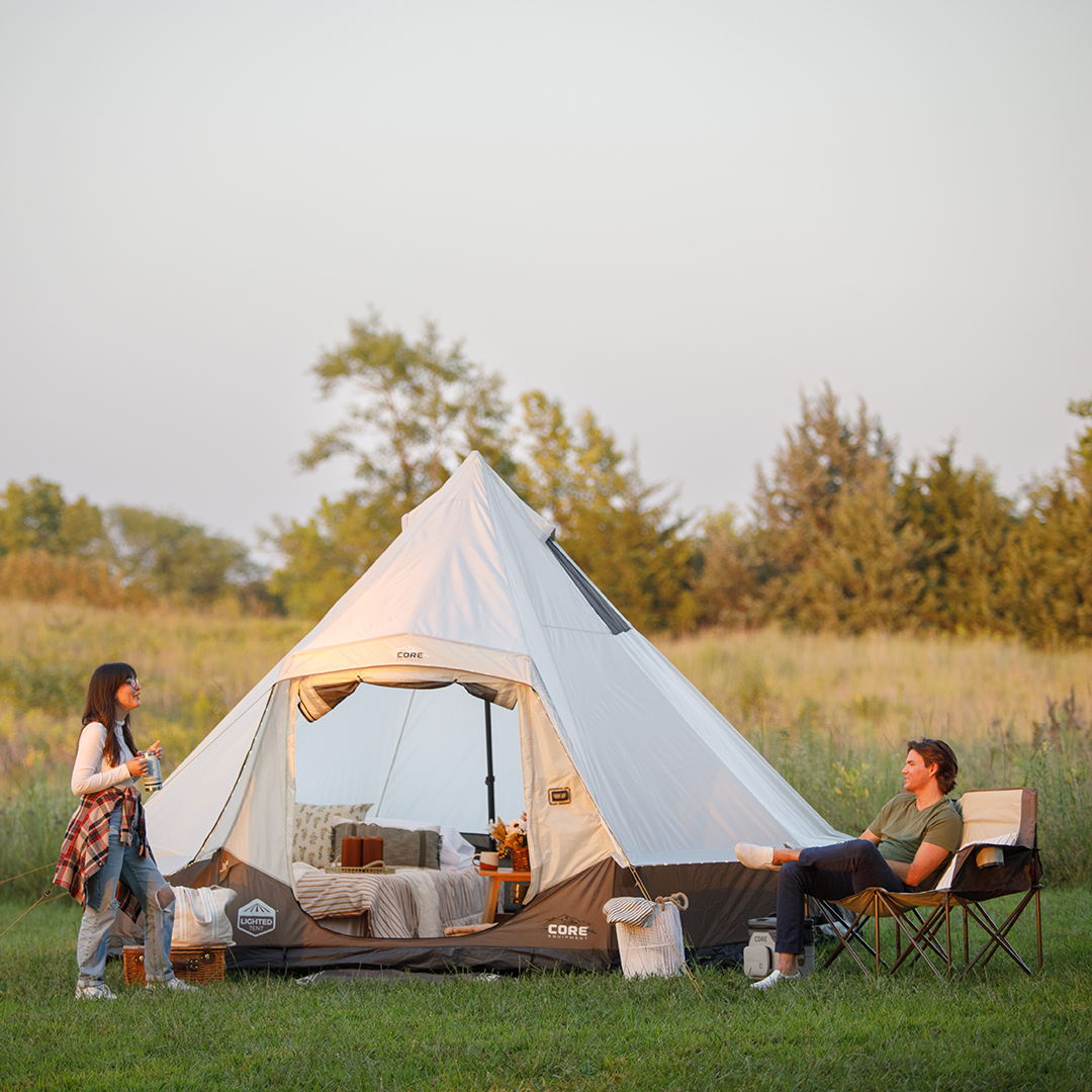 6 Person Lighted Bell Tent 13' x 12'