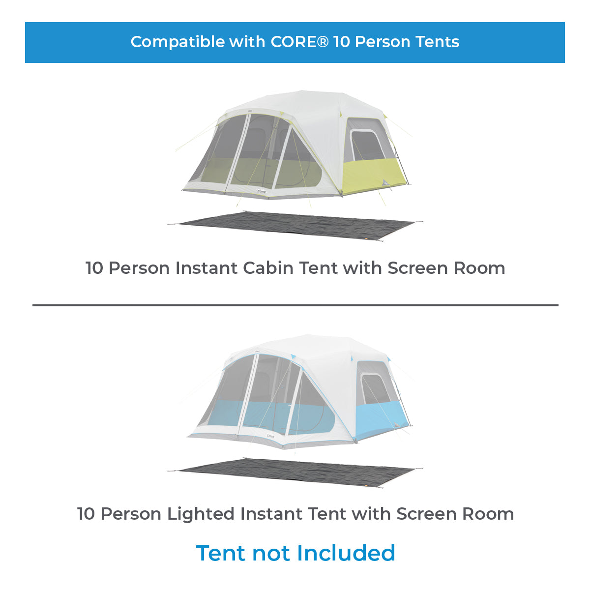 Core Equipment 10 Person Lighted Instant Tent with Screen Room