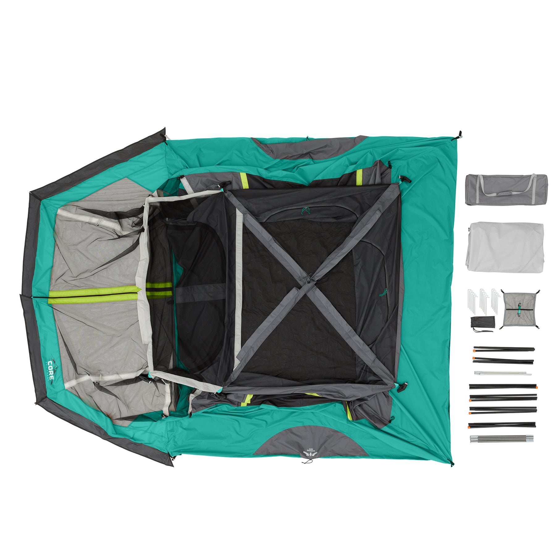 6 Person Straight Wall Cabin Tent with Screen Room 10' x 9' – Core Equipment