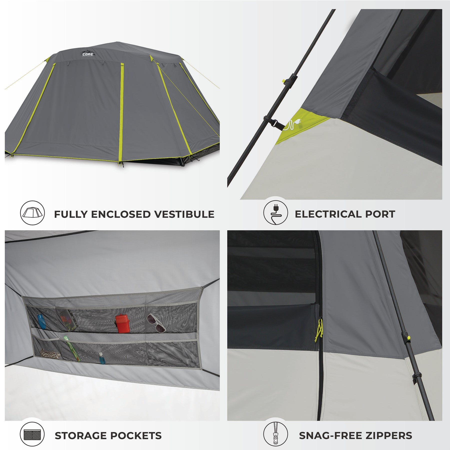 CORE® Equipment 6 Person Instant Cabin Tent with Full Rainfly Tent