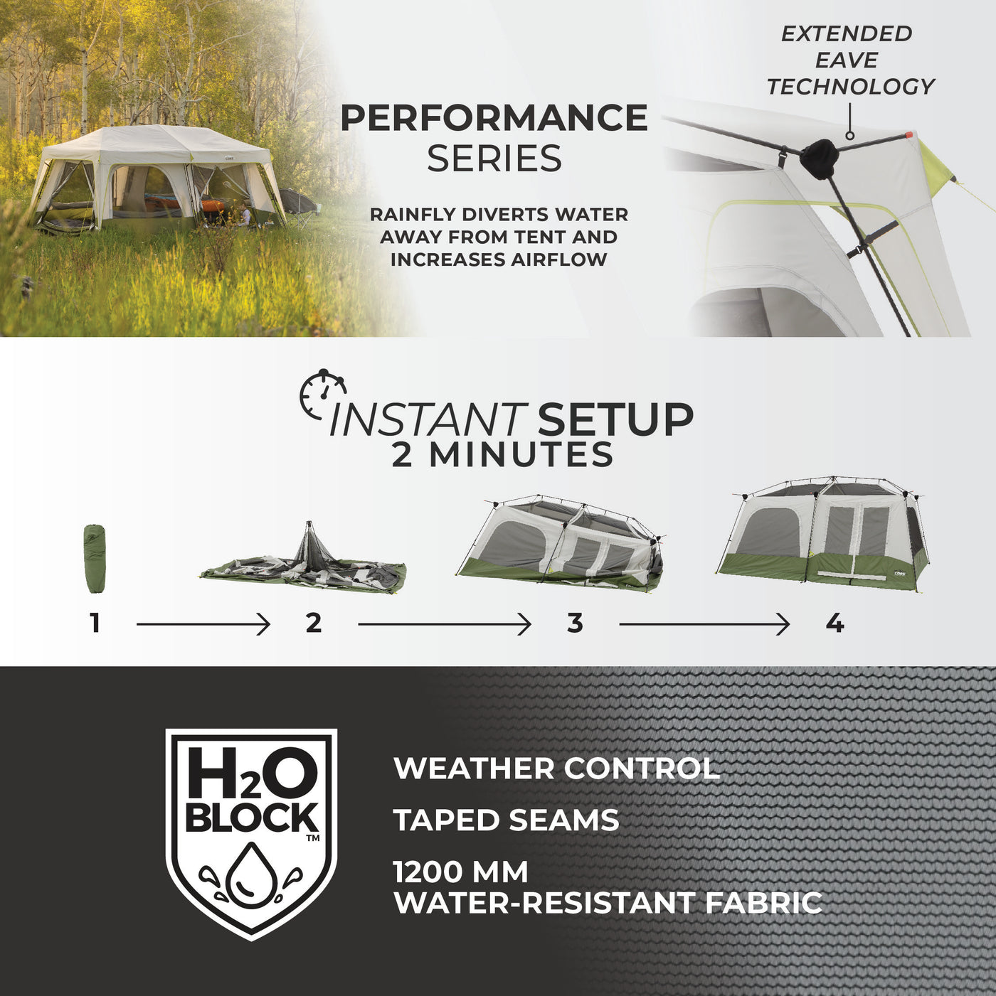 Core Equipment Performance 10 Person Instant Cabin Tent