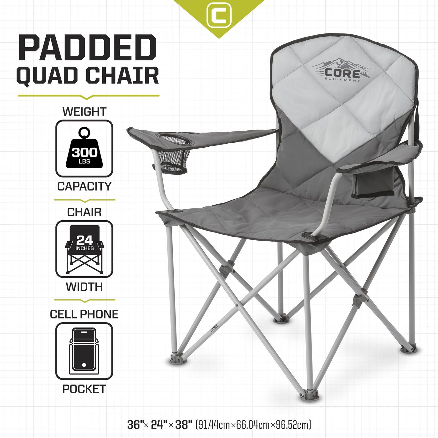 CORE Padded Quad Chair specs